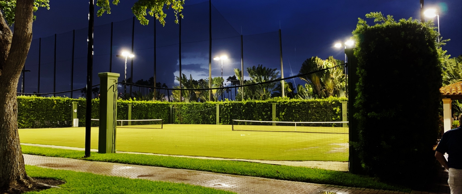 Night Lighting on Tennis Court