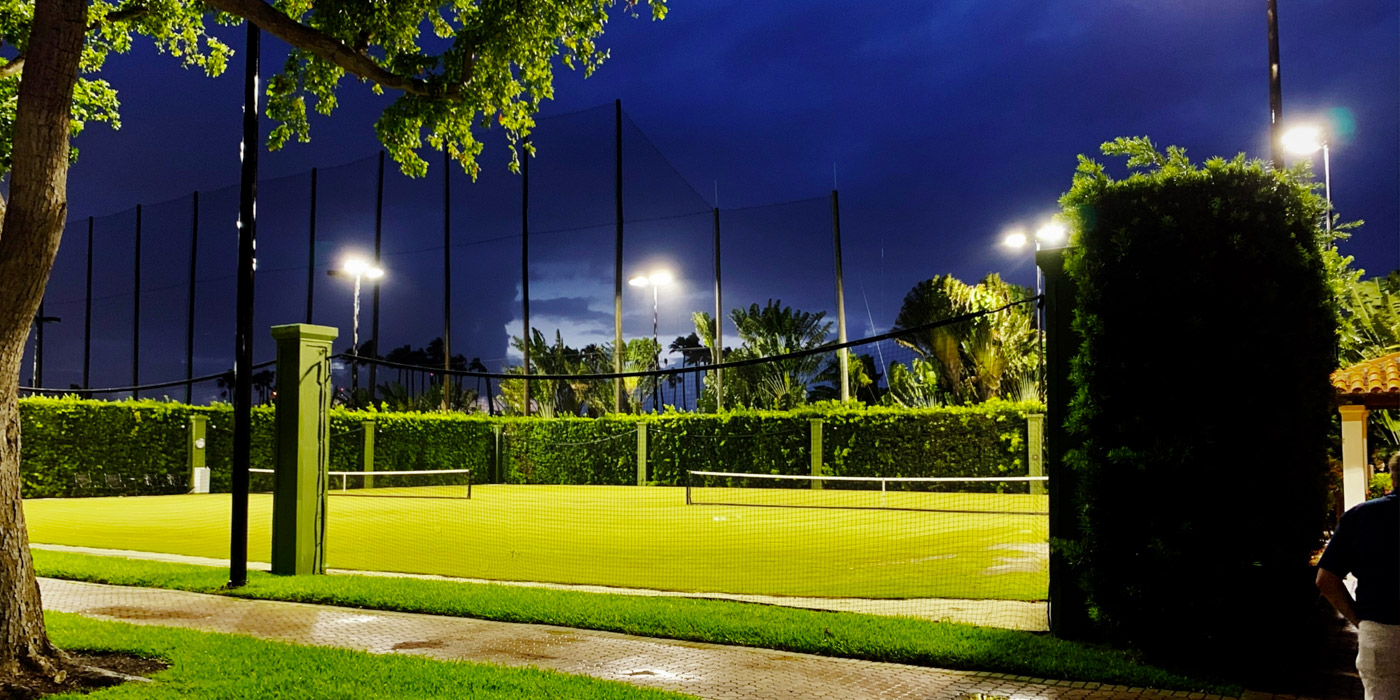 Tennis Court Lighting - Grass Court at Night